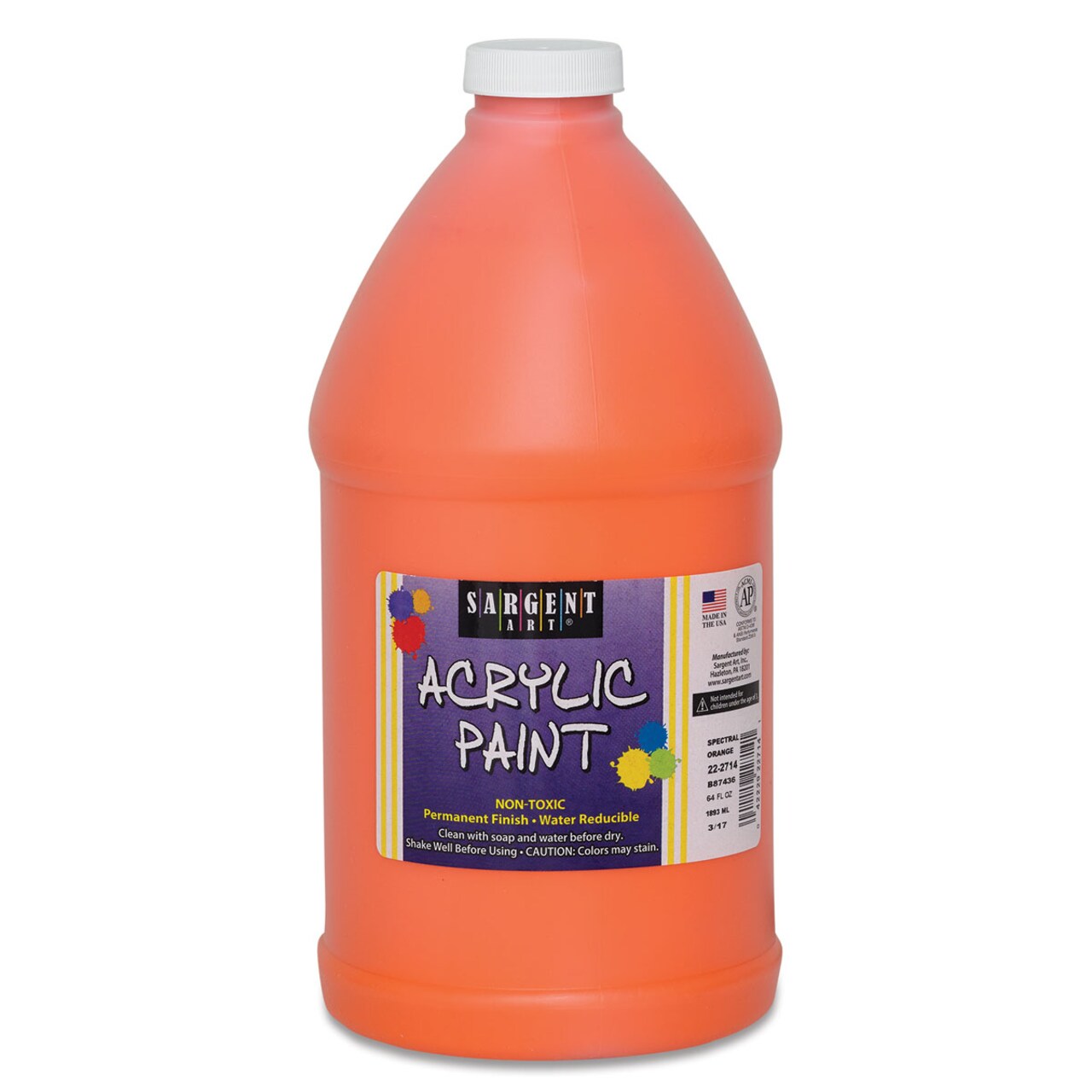 Sargent Art Acrylic Paint - Spectral Orange, 1/2 Gallon